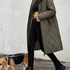 Winterjack met capuchon voor dames - Gezellige, quiltde lange mouwjas met zakken, zwart, & warm voor koude weersomstandigheden, gezellige winterkleding | Jack met capuchon | Stof