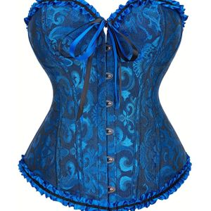 Dames Elegante Korset, Maat Jacquard Versiering Strik Voorkant Veter Tummy Control Overbust Korset Top