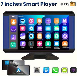 PODOFO 7-inch draadloze draagbare autoradio, universele pasvorm, USB- invoer, CarPlay/ Auto/, auto, vrachtwagen, , CarPlay-scherm, draadloze EQ FM, auto-multimedia-speler, zonder batterij