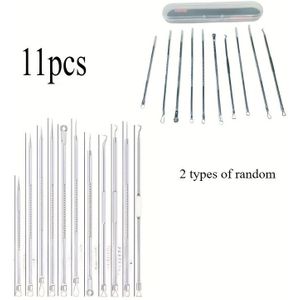 11-delige Professionele Naaldenset - Ultra-Fijne No.5 Mee-eter, Puistjesverwijderaar & Gezichts Poriënreiniger, Roestvrij Staal, Ideaal voor Huidtypes