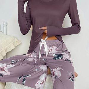 2-delige Dames Pyjama Set met Bloemenprint - Elegante Broek en Top