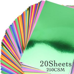 20 Sheets Metallic Cardstock Paper Pack, 250gsm Foil Board, 8.5" X 11" Assorted Glitter Craft Paper For Diy Cards, Invitations, Decorations
