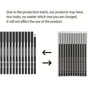 12st Zwart Eyeliner Potlood, Houten Staafpen, Stevig Zwart Haak Oogpotlood met Diverse Make-up, Eyeliner, Make-up