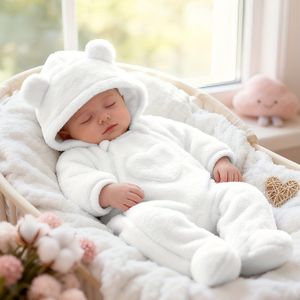 3D Beer Full-Body Onesie met Capuchon & Pootafdruk Hartlogo - Zachte Warme Winteroutfit, Fotoshoots, Casual Kleding, Perfect voor Buiten