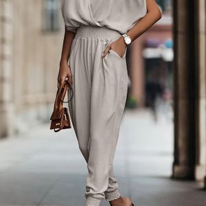 Casual Solid Color V-neck Jumpsuit