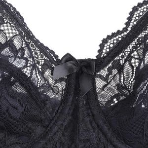 Dames Franse Stijl met Beugel en Kant Voorkant - Semi- Zonder Vulling, Medium Beenwerk, Elegant voor - Kant Contrast Lingerie Top (Alleen Handwas)