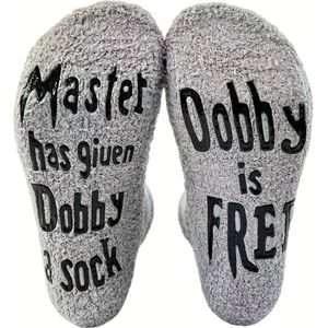 Dobby Vloersokken met Antislip Lijmstippen, Warme Kuitkousen, Magische Stijl " heeft Dobby een sok gegeven" Koppel Thuis Sokken
