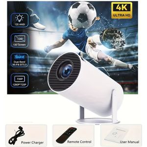 Pro Mini Draagbare Projector - 120ANSI Slimme Projector - met WiFi 6 en Wireless 5.0 - 180° Rotatie - 11.0 Besturingssysteem - Stereo, Ideaal voor Thuisbioscoop