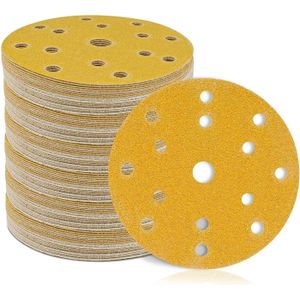 Stebruam 150mm Sanding Discs, Hook And Loop 60/80/120/180/400 Grits 15 Hole 6inch Round Sanding Discs Pads For Random Orbital Sander Pads And All Oscillating Tools
