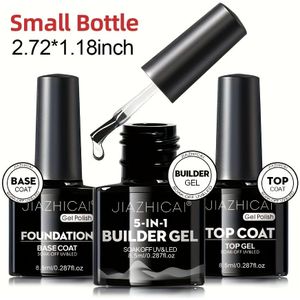 3 stuks 8,5ml Top- en Basislaag Builder Nagelgel Set – Glansachtige Gel voor Verlenging, Langdurige Bescherming & Soak Off LED Gel – Geen Afwassen Nodig
