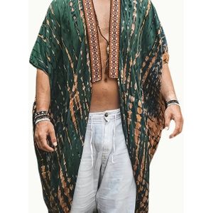 Herenvest met lichte pasvorm en print - Stijlvol strandoverhemd met uniek abstract , korte mouwen en open voorkant voor lente, zomer en herfst