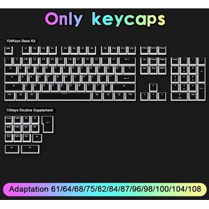130-Toets Pudding-toetsenbordset, Dubbele laag PBT ABS injectiemodel, Transparant RGB-compatibel, OEM-profiel voor mechanische toetsenborden
