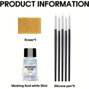 Witte Maskerende Vloeistof voor Aquarelschilderen 30ml, Inkt- en Gietverfbestendig, Houdt Gebieden Kleurloos en Randen Scherp