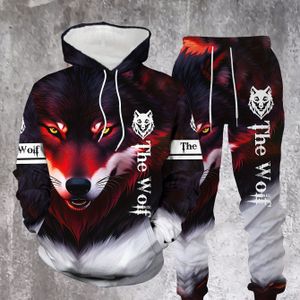 Rode Wolf Persoonlijkheid Mode Comfortabele Heren Lente en Herfst Lange Mouwen Casual Hoodie Set