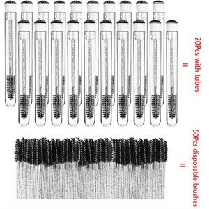 70 stuks Wegwerp Mascara Borstels Wimper -up Borstel Mascara Staaf in Hygiënische Buis Wimperbenodigdheden met 20 stuks Lege Buizen voor Wimperverlenging Wimper Mascara Staaf (Zwart)
