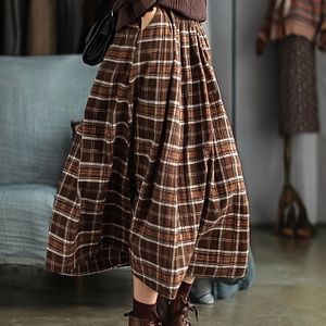 A-lijn Midi Rok - /Beige/Wit/Zwart Tartan Rok met Voering, Gestructureerd - Vrije Taille, Wasmachinebestendig voor Casual, Kantoor & Semi-Formele Kleding - Lente Zomer Herfst Outfits