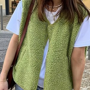 Dames Mouwloze Vestjas met Lama/Kraag - Mosterdgeel Jas, Gouden Knoopsluiting & Zijzakken, Wasmachinebestendige Bovenkleding voor Blouses, Jeans & Jurken (Casual tot Formeel)