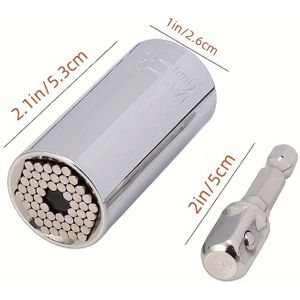 Universal Wrench Set, 7-19 Mm, Professional Multifunctional Hand Tool, Chrome Steel, With Ratchet And Drill Adapter, Interchangeable Iron Sockets, Diy Repair Tool Kit