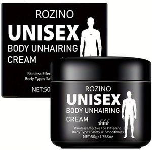 ROZINO Depilatiemiddel voor mannen, 50g - Hypoallergene, Alcoholvrije, Eenvoudige en Streepvrije Haarverwijdering voor Huid, Ontworpen voor Mannen om zijn Vertrouwen te Versterken