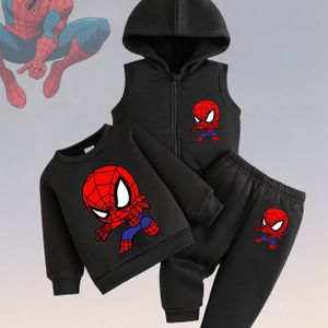 Marvel Jongens 3-delige Set: Spider-Man Print Capuchonvest + Lange Mouwen Top + Broek, Ideaal voor Herfst/Winter Dagelijks Gebruik en Buitenactiviteiten, Perfect voor Feesten & Festivals