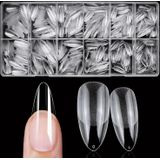 600pcs Medium Almond Gel Nail Tips - Soft Acrylic Full Cover False Nails, 12 Sizes Matte Black & Clear Glitter Design, Diy Nail Extensions For Salon & Home Use, Extensions