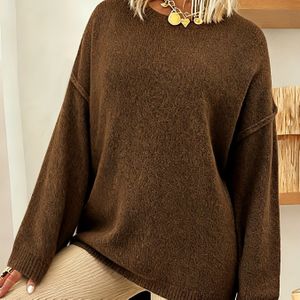 Plus Size - Elegante Comfortabele Stretchy Trui met Ronde Hals en Lange Mouwen | Oversized, Kleur, Alle Seizoenen, Casual Stijl, Pullover