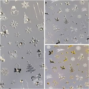3 stuks 5D Kerstnagelstickers - Sneeuwvlokken, Sneeuwpoppen, Sterren & Bomen - DIY Nageldesign Decals