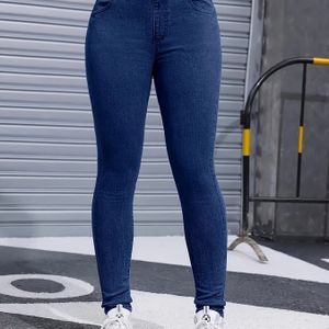 Vrouwen elastische high-waist stretch jeans, comfortabele versie voor alle seizoenen, klassieke stijl, wasmachinebestendig