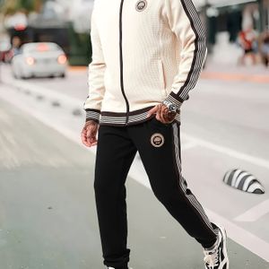 Herenmode Casual Sportswear Set, Heren Casual Outfit, Heren Casual Pak ATG-2385 Beige