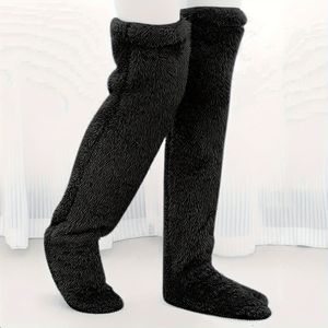 2 Dames Overkniehoge Sokken, Fuzzy Plush Breiweefsel, Kleur, 100% Polyester, Lange Beenwarmers voor , Voor Thuis, Slapen, Sloffen en Kousen