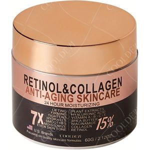 Cooldew Real Content Retinol & Collageen Moisturizer, Rijk aan 15% ( A, B, C, E, Shea Butter, Hyaluronzuur, Niacinamide en Meerdere Planteextracten) - Unisex Crème