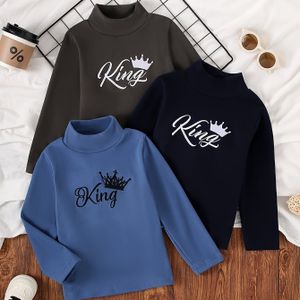 Herfst- en Winter Jongens Letter Hoge Kraag Lange Mouw Sweatshirt Set van