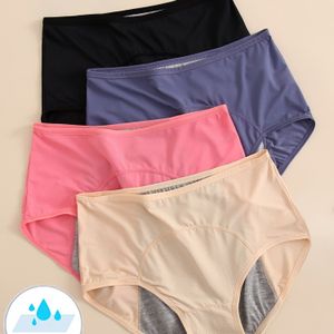 4 st. dames hoge taille, ademende, lekbestendige menstruatiepanties - Zacht, comfortabel en stretch, ideaal voor menstruatie, menstruatiebescherming|Ademend materiaal|Comfortabele pasvorm