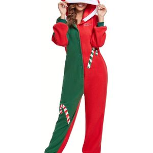 Herfst en Winter Kerst Gemberkoek Man Volwassen Body Suit Cosplay Kostuum Volwassen Prestatiepak Fleece Lange Mouwen Warme Nachtkleding Kan Thuis of Buiten Gedragen Worden
