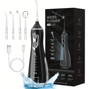 Innovatieve tandpons, intelligente display, 4 professionele mondstukken, 5 versnellingen, 300ml waterreservoir, langdurige batterijduur, IPX7 waterdicht