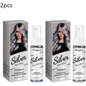 Twee zilvergrijze haar spray, essentieel voor feest en muziekfestival kleurverandering, zacht en niet-irriterende samenstelling, hydraterend en kleurversterkend modehaar kleur spray 30ml*2