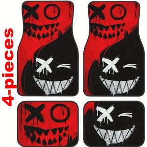Suitable For All Models Of 4pcs Polyester Fiber Designed Halloween Style Car Floor Mats, Vehicle Floor Mats With Anti-slip Base, Easy To Clean Car Interior Accessories