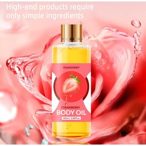 Koppel Aardbeien Massageolie - Geïnfuseerd met Hyaluronzuur, Bevordert Licht Beige Zachtheid en Elasticiteit, Snelle Absorptiesnel & Niet Plakkerig | Ideaal voor Dagelijks Gebruik in Intimité