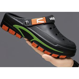 Heren Slip-On Klompen - Lichtgewicht Dikke Beige & Blauw Accent Casual Schoenen, Gevoerd voor Strand, Zwembad, Kantoor & Casual Kleding - Zomer met Voetboog (Geen Veters/Gespen)