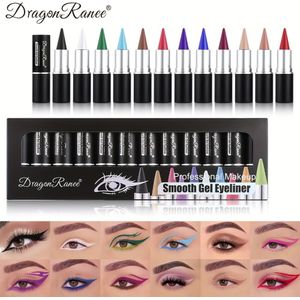 Kleur Eyeliner Doos 12st Zwart Wit Blauw Groen Blauw Langdurig Niet-vervagend Waterdicht Automatisch Roterende Eyeliner Kan Gebruikt Worden voor Lip Liner Lippenstift