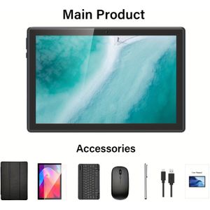 QDDQ Tablet 10 Inch 14 Tablet 2-in-1 met Toetsenbord, Muis, Hoesje, Stylus, 8GB (4GB+4GB) RAM 64GB ROM, WiFi, Draadloos, Tablet, Pad