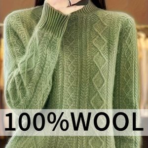 Nieuwe Verdikte Halfhoge Kraag Gedraaide Lange Mouw Wollen Trui voor Herfst en Winter, een Stijlvolle en Veelzijdige Basislaag Bloemen Breisel.