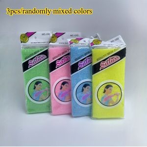 3-Pack Exfoliërende Badhanddoeken - Lange Nylon Scrub Handdoek voor Diepe Reiniging, Sauna & Douchegebruik, Geen Elektriciteit Nodig, Lichtbeige Rugexfoliatie Handdoek voor Volwassenen