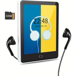 Draagbare 64GB MP3-speler met draadloos 5.3, HiFi stereo-sound, 2.8" touchscreen, FM-radio, stemopname ondersteunt tot 128GB TF-kaart, e-book & stemopname