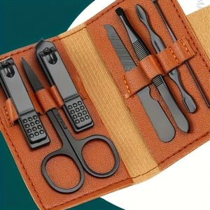 Professionele Heren Nagelknipper Set van Roestvrij Staal, Koolstofstaal Bladen, Moderne Manicure Verzorgingsset met Opbergdoosje, Alcoholvrije Ontwerp en Holle Mes