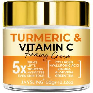 JAYSUING Turmeric & Vitamin C Firming Cream - Unisex Volwassen Moisturizer met Hyaluronzuur, Collageen, Jojoba, E - Alle Huidtypes, Retinol voor Hydratatie, Firming & Huidtonus