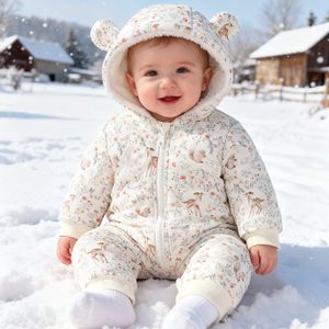 2025 Winter Fleece-gevoerde Herten en Rendieren Kerstontwerp Winddichte Kinderbody, Ideaal voor Buiten