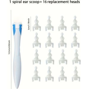 Oorreinigingsset 17 stuks/set - Draaiende oorsmeerverwijderaar, Oorsmeerverwijderingsgereedschap voor volwassenen, Geen batterijen nodig, Geurvrije stok voor thuisgebruik