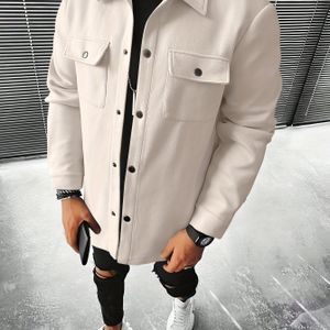 Heren Kleur , Casual Coltrui met Lange Mouwen, Polyester Stof, Pasvorm, Geen Riem, Herfst/Winter Seizoen, Zakdetails, Enkele Knopsluiting, Niet Waterdicht, Casual Bovenkleding