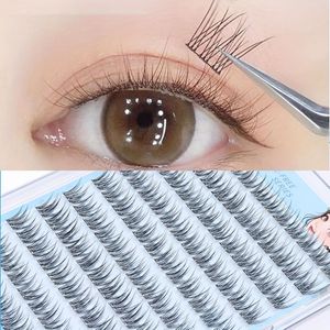 120 stuks Maytujia fishtail zelfklevende wimpers, geen lijm nodig, clusters per strip, 0.07mm dik, C-curl, 12mm lang, natuurlijke stijl, herbruikbare DIY wimperkit zonder lijm